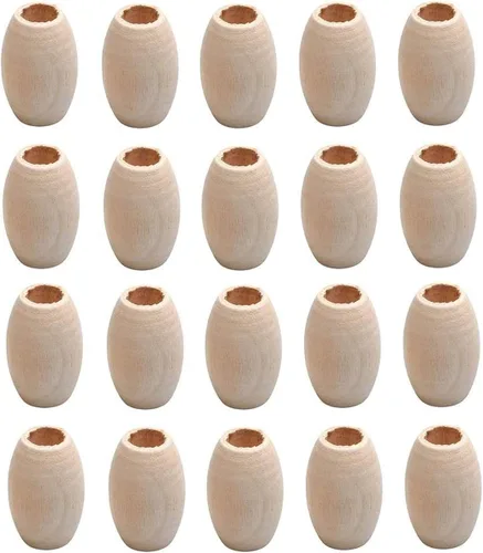 Miniatura 15 de 500 cuentas de madera ovaladas de 6 x 8mm, pequeñas cuentas espaciadoras de madera marrones con forma de grano de arroz, cuentas sueltas de madera