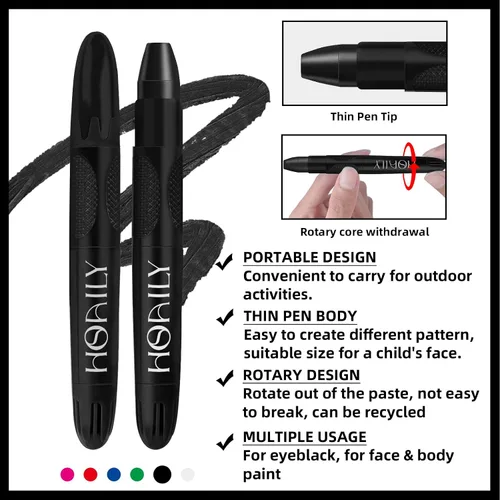 Miniatura 2 de HOSAILY Palo negro para ojos, pintura facial deportiva para sóftbol, béisbol, fútbol, lacrosse, pintura corporal crema de larga duración