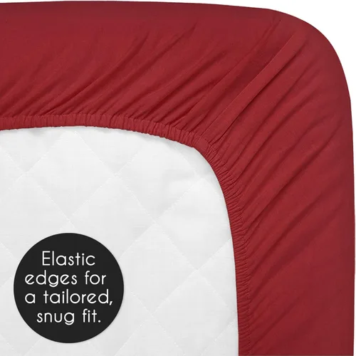 Miniatura 5 de Sweet Jojo Designs Sábana bajera ajustable para cuna para bebé o niño pequeño, color rojo sólido para colección deportiva de parche de béisbol