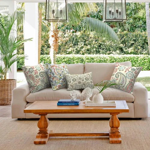 Miniatura 976 de Juego de 2 almohadas para exteriores de 16 x 16 pulgadas, repelentes al agua con interiores, para muebles de patio, hogar, jardín, geometría bohemia