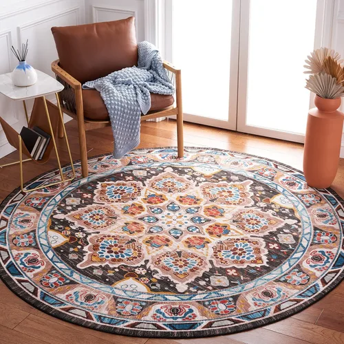 Miniatura 27 de SAFAVIEH Riviera Collection - Alfombra lavable de 2 pies 2 pulgadas x 9 pies, beige y carbón, antideslizante y fácil de limpiar, ideal para sala