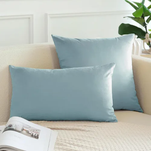 Miniatura 3 de OTOSTAR Paquete de 2 fundas de almohada decorativas de terciopelo suave sólido de 16 x 24 pulgadas, fundas de cojín lumbar, fundas de almohada