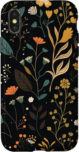 Miniatura 5 de Funda negra para iPhone 12/12 Pro con diseño floral, estética, simple, bohemio, moderno, flores botánicas