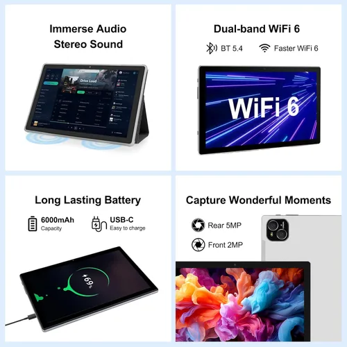 Miniatura 4 de 2026 Última tableta, 12 GB de RAM 64 GB ROM, procesador Octa-Core 10.1 pulgadas HD IPS pantalla táctil tabletas Android, tableta 2 en 1 con teclado
