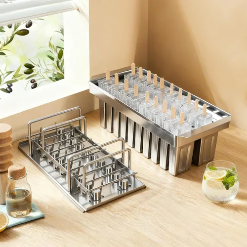 Miniatura 2 de Moldes de paletas de acero inoxidable, 20 unidades, hechos en casa, reutilizables, para hacer helados, para hacer paletas de hielo de congelación