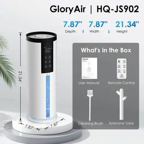 Miniatura 9 de Humidifiers for Bedroom - GloryAir 2.11Gal (8L) Quiet Top Fill Cool & Warm Mist Humidifier Large Room 650 ft² with Humidistat, diffuser, Auto Mode