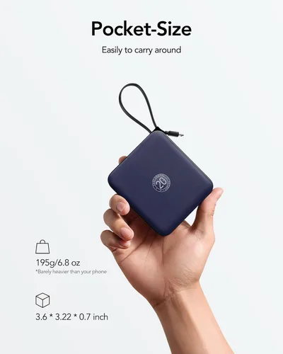Miniatura 2 de VRURC Cargador portátil USB C para iPhone, banco de energía delgado de 10000 mAh con cables integrados, carga rápida de 22.5 W con pantalla LED