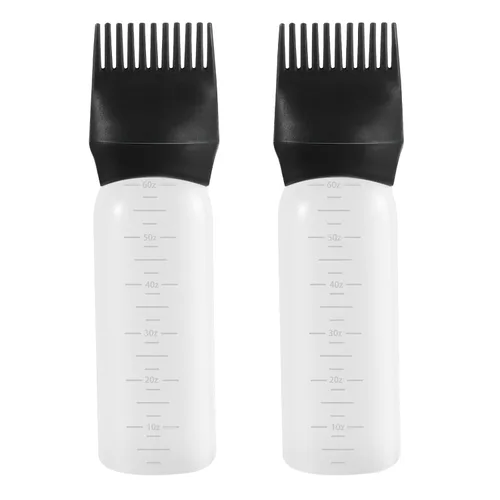 Miniatura 9 de Pimoys Paquete de 2 botellas aplicadoras de peine de raíz, aplicador de aceite de 6 onzas para tinte para el cabello Rosa