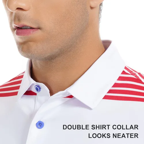 Miniatura 70 de DEOLAX Camisa de golf para hombre, con estampado de moda, atlética, de manga corta, clásica, casual, ajuste seco, suave, para hombres