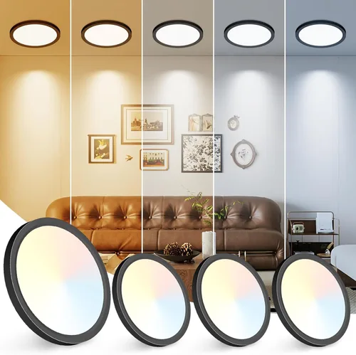 Miniatura 36 de Peasur - Lámpara de techo led de 18 cm, montaje empotrado ajustable, 3000 K/3500 K/4000 K/5000 K/6500 K, 1500 LM, 15 W, lámpara redonda blanca Blanco