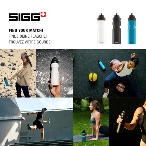 Miniatura 5 de SIGG - Botella de agua deportiva - WMB Sports Black - Con tapa deportiva de 3 etapas - Fabricado en Suiza - A prueba de fugas - Ligero - Metal