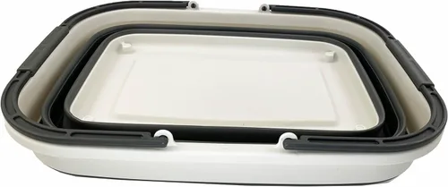 Miniatura 3 de SAMMART Cesta de plástico plegable de 26 litros (6.8 galones) con asa y ruedas, contenedor de almacenamiento plegable con asa y ruedas, bañera