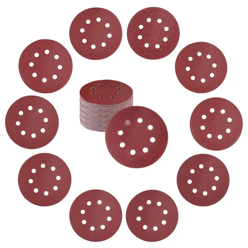 Miniatura 2 de WORKPRO Juego de discos de lija de 50 piezas – Papel de lija de 8 agujeros de 5 pulgadas, 5 grados, incluye 60, 80, 120, 240, 320 granos