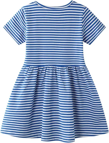 Miniatura 7 de Vestidos casuales para niñas pequeñas, paquete de 2 unidades, de algodón, manga larga, cuello redondo, gráficos, de dibujos animados, para 3 a 6 años