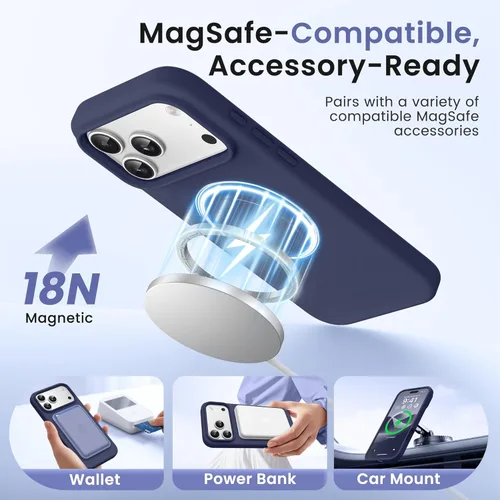 Miniatura 456 de GONEZ Funda de silicona para iPhone 15 Pro Max, compatible con Magsafe, protector de cámara + protector de pantalla, forro de microfibra suave
