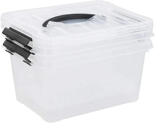 Pekky Caja de almacenamiento de 6 cuartos de galón con asa y pestillo de diseño fresco, cubo organizador de juguetes pequeño, juego de 2