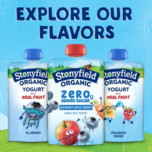 Miniatura 8 de Stonyfield Farm, bolsa de yogur arándano, manzana, zanahoria orgánica, 3.5 onzas