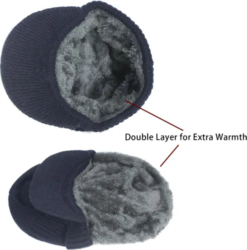 Miniatura 40 de Dahlia Gorro para hombre con visera - lana, sombrero de invierno con borde, forro polar