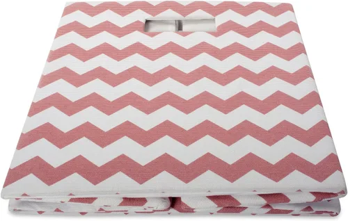 Miniatura 3 de DII Cubo de almacenamiento plegable de poliéster, Chevron, aguamarina, grande