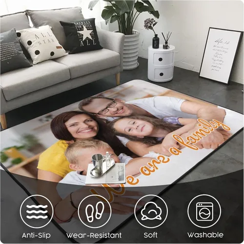 Miniatura 3 de Alfombra personalizada con logotipo para dormitorio, alfombras personalizadas añade tu propia foto y texto, alfombra de área personalizada
