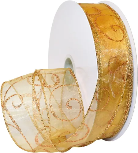 Miniatura 15 de Morex Ribbon Cintas transparentes con purpurina con espiral, cinta navideña para manualidades y decoraciones de Navidad, envoltura de regalos, 1.5