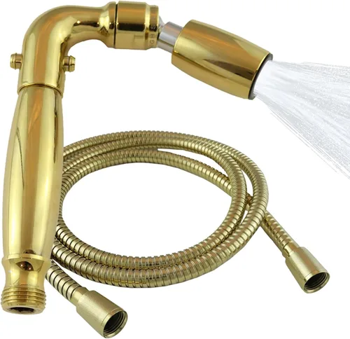 Miniatura 12 de Cabezal de ducha de mano de metal sólido de High Sierra con válvula de goteo y manguera de metal de 72 pulgadas con tubo interior de silicona. Flujo