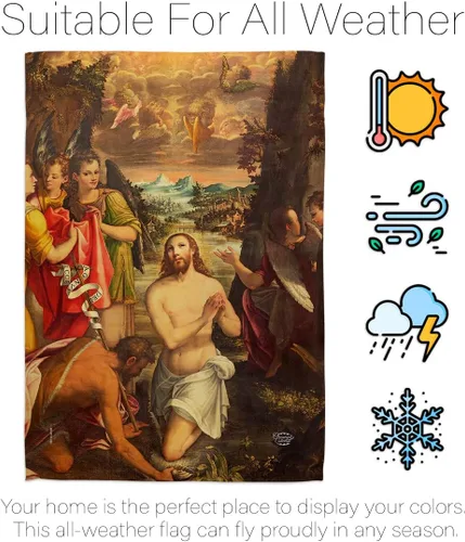Miniatura 6 de Juego de banderas de jardín con diseño de bautismo de Cristo, colgante de pared religioso, esperanza gracia paz, paloma de la paz religiosa