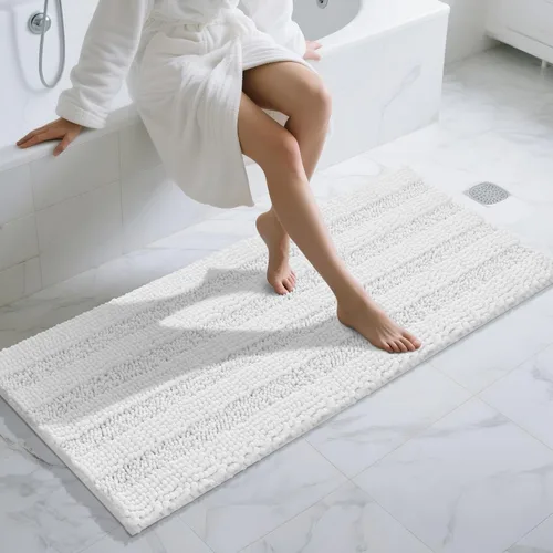Miniatura 90 de Yimobra Alfombras lavables para baño, alfombra de baño de chenilla súper suave y absorbente para piso y alfombra, alfombra antideslizante de secado