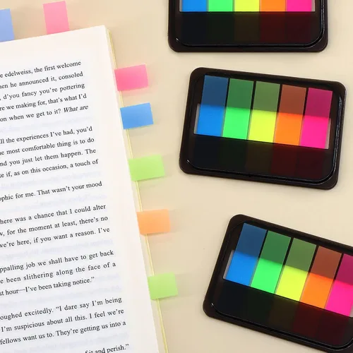 Miniatura 4 de 600 pestañas adhesivas para índice de página, pestañas adhesivas transparentes para anotar libros, pestañas adhesivas de neón, pestañas de índice