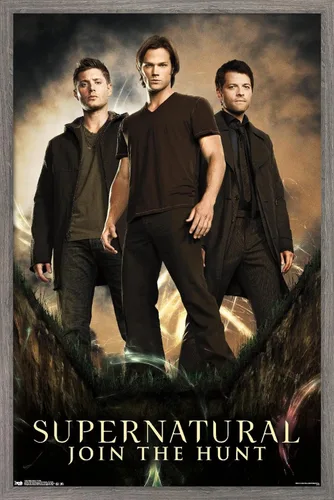 Trends International Supernatural - Póster de pared de grupo, 14.725 x 22.375 pulgadas, versión con marco de madera tipo granero