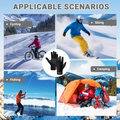 Miniatura 6 de Guantes de correr para hombres y mujeres, guantes de invierno para pantalla táctil, guantes térmicos ligeros con palma de silicona antideslizante