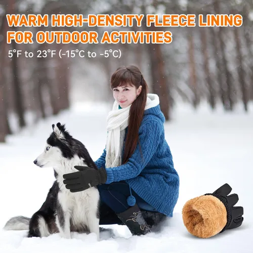 Miniatura 2 de ihuan Guantes de invierno para hombres y mujeres, impermeables, cálidos, guantes de nieve para clima frío, material térmico para esquí, snowboard