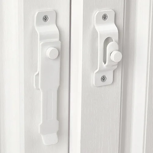 Miniatura 6 de INIRET Paquete de 2 pestillos para puerta de granero, 4.33 x 3.23 pulgadas, acero inoxidable blanco mate, cerraduras de puerta abatible, cerradura