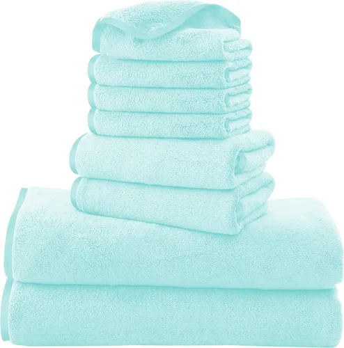 Miniatura 16 de Cosy Family Juego de toallas de microfibra de 8 piezas, 2 toallas de baño, 2 toallas de mano y 4 paños de lavado, toallas ultra suaves y altamente