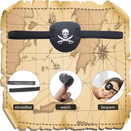 Miniatura 3 de 2 parches de ojo pirata, parches de ojos negros 3D para adultos y niños, parche médico para ojo izquierdo o derecho, parche ocular ajustable