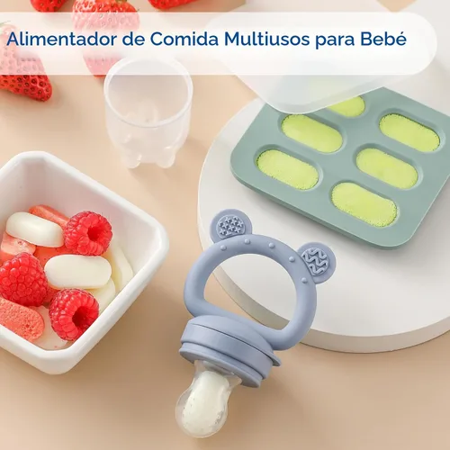 Miniatura 4 de Paquete de 2 alimentadores de frutas de silicona para bebés con mini bandeja para congelador, moldes de paletas de leche materna para aliviar