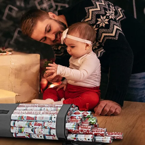Miniatura 6 de ProPik Bolsa organizadora de almacenamiento de papel de regalo, almacena hasta 25 rollos de 40 pulgadas, poliéster resistente más bolsa transparente