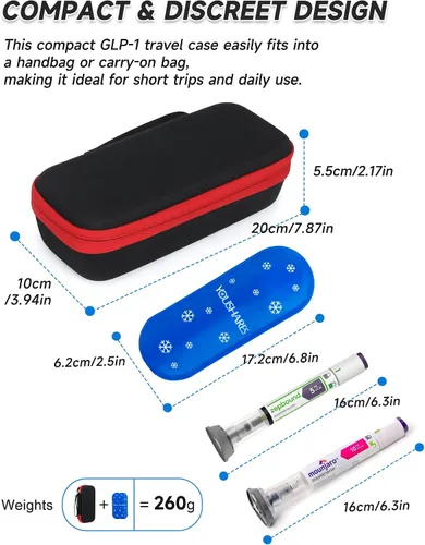 Miniatura 7 de YOUSHARES GLP-1 Estuche de viaje para bolígrafos inyectores Zepbound y Mounjaro, bolsa de almacenamiento aislada aprobada por la TSA con 2 paquetes