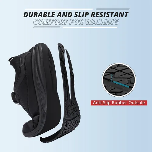 Miniatura 4 de Zapatos de trabajo antideslizantes para hombres resistentes al agua - Zapatos de cocina anchos y cómodos para cocinero, servicio de alimentos, sin