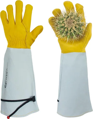 Guantes de jardinería a prueba de espinas para poda de rosas y recortes de cactus, guantes largos de cuero de jardín para mujeres y hombres (talla M)