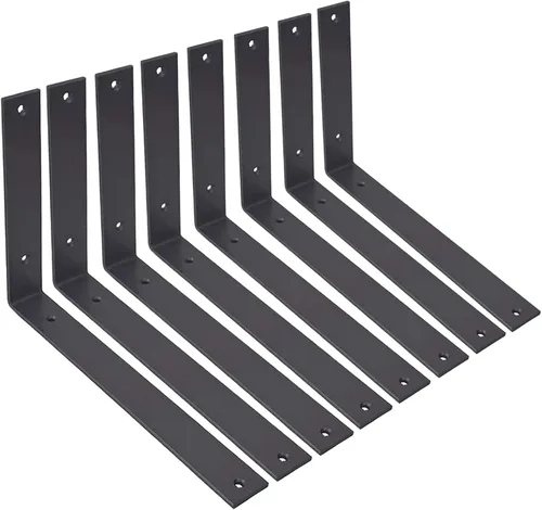Soportes de Estante de 12 Pulgadas Soportes en L para Estantes Soportes de Pared Negros de Alta Resistencia para Estantes Soporte de Metal de 5mm de