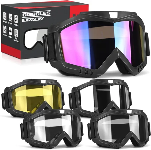 Miniatura 8 de Gafas de moto Dirt & Motocross, paquete de 2 gafas de carreras resistentes al viento para ATV, esquí y snowboard