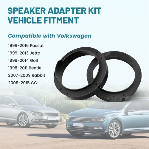 Miniatura 2 de NuIth Soporte de adaptador de altavoz de puerta 6.5 con conector de arnés de cableado de altavoz para VW Volkswagen Passat 1998-2016, Golf