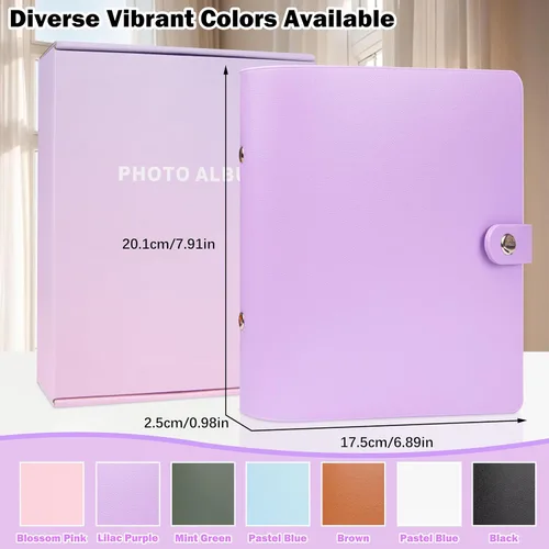 Miniatura 6 de Ruibytree Mini álbum de fotos con 256 bolsillos para cámara instantánea Fujifilm Instax Mini 12, 11, 9, 8+ 8, LiPlay, álbum de imágenes para Morado