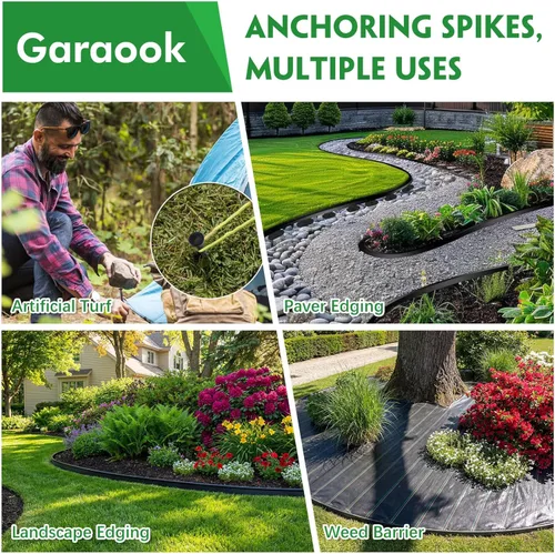 Miniatura 2 de 100 estacas de plástico de 8 pulgadas para bordes de paisaje, picos de nailon en espiral, clavos de anclaje para barrera de malezas, bordes