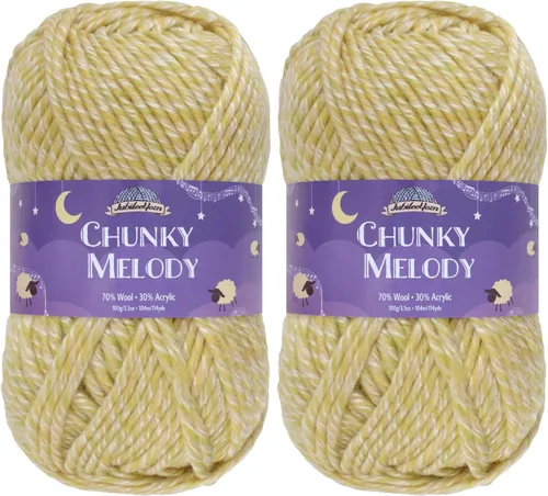 Miniatura 22 de JubileeYarn Chunky Melody - Hilo para tejer 100g/madeja, mezcla de lana gruesa, color maíz naranja - 2 madejas 15 Maíz Naranja