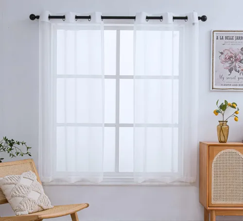 Miniatura 8 de PI - Cortinas traslúcidas con paneles pequeños, cortina transparente para ventana de cocina, mirador, 2 paneles