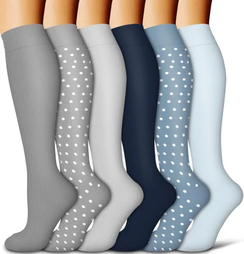COOLOVER Calcetines de compresión para mujeres y hombres, ideales para circulación, correr, atletismo, recuperación, enfermera, viajes