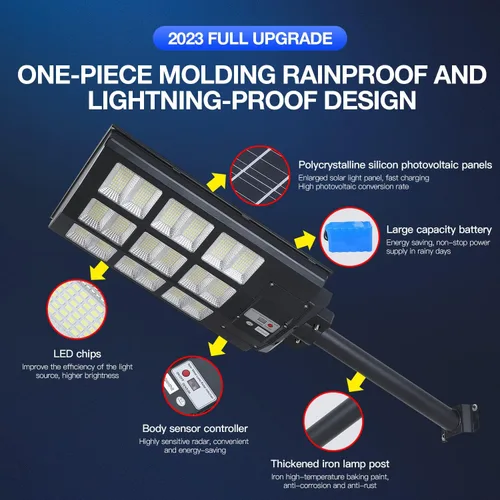 Miniatura 4 de Farolas solares para exteriores, IP67, impermeable, para pared, luz de inundación LED con sensor de movimiento y control remoto, iluminación