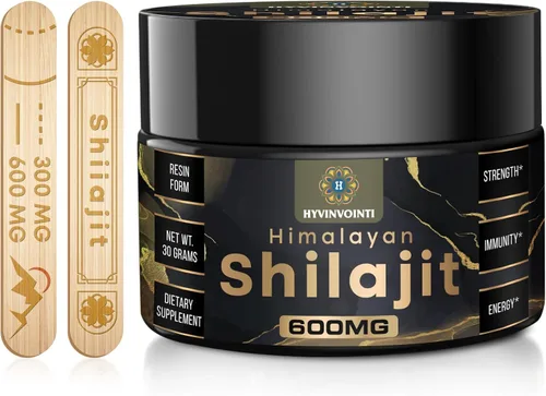 Resina Shilajit Shilajit orgánica pura del Himalaya de 600 mg de resina Shilajit orgánica de grado oro, 100% puro Shilajit orgánico para energía y